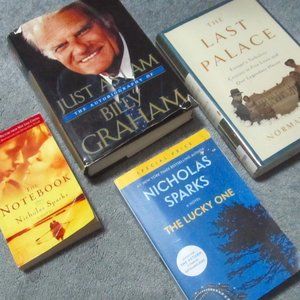 4 Used Books: 2 Nicholas Sparks + 2 Hardbacks; 1 is Billy Graham's Autobiography
